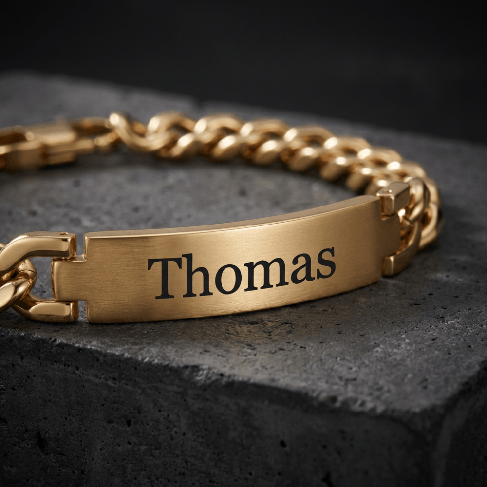 Gourmette Homme à Graver Prénom Bracelet Acier Inoxydable