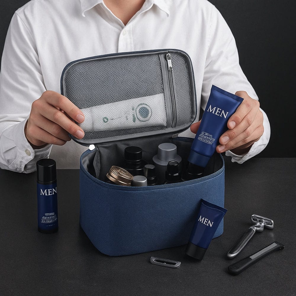 Grande trousse de toilette homme avec compartiments - Organisation optimale