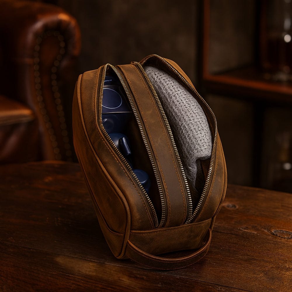 Grande Trousse de Toilette Cuir Homme - Personnalisable