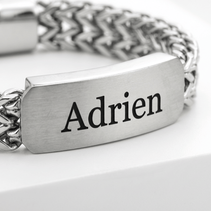 Gourmette Homme Argent Personnalisée Grosse Maille Acier