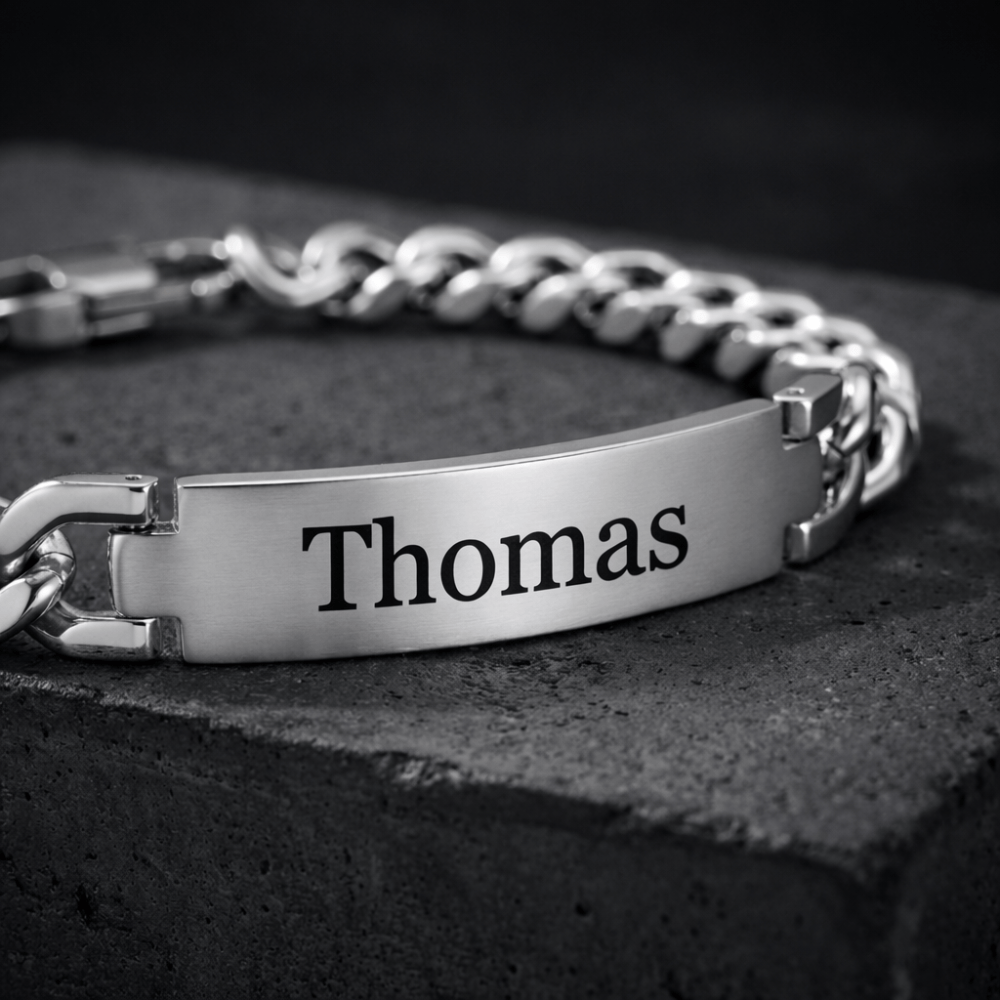 Gourmette Homme à Graver Prénom Bracelet Acier Inoxydable