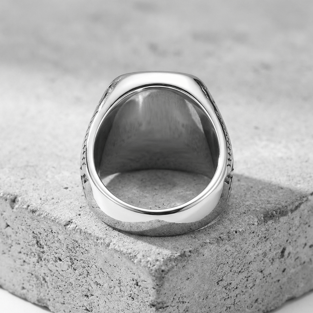 Grosse Chevalière Homme Onyx Argent