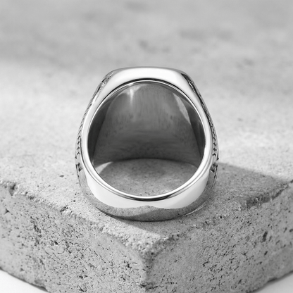 Grosse Chevalière Homme Onyx Argent
