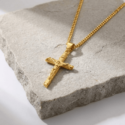 Collier Croix Or Homme Jésus Acier Inoxydable