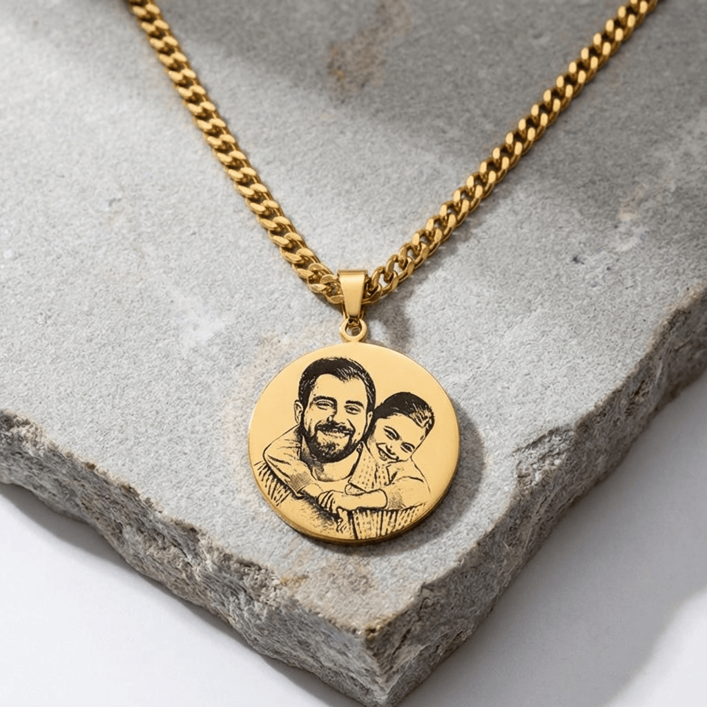 Collier Médaillon Photo Personnalisé Homme Acier