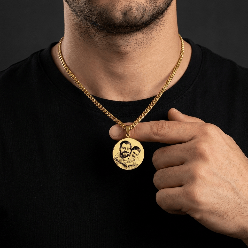 Collier Médaillon Photo Personnalisé Homme Acier