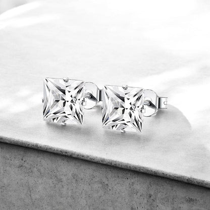 Boucles d'Oreilles Homme Carrées - Effet Diamant