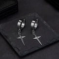 Boucles d'Oreilles Pendantes Homme Croix - Acier Inoxydable