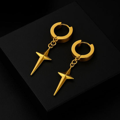 Boucles d'Oreilles Pendantes Homme Croix - Acier Inoxydable
