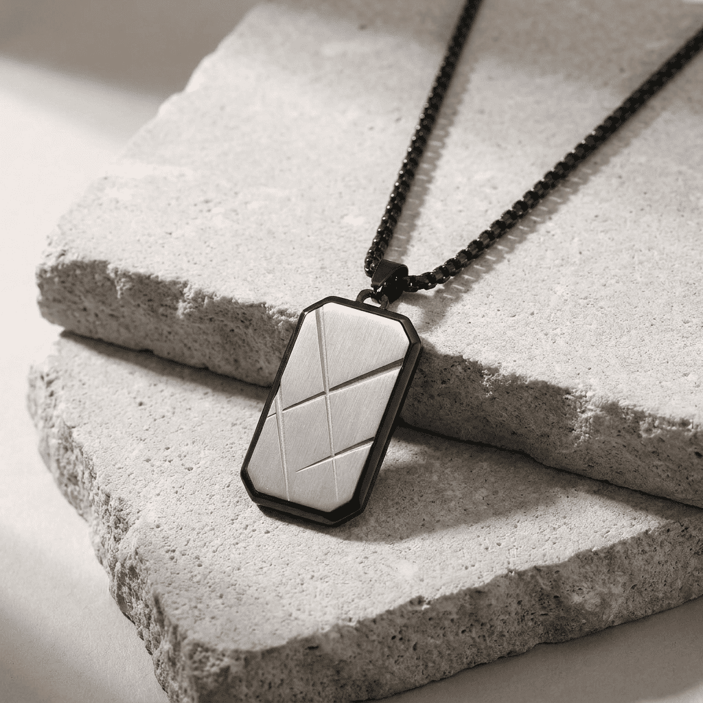 Collier Pendentif Homme Luxe Acier Inoxydable