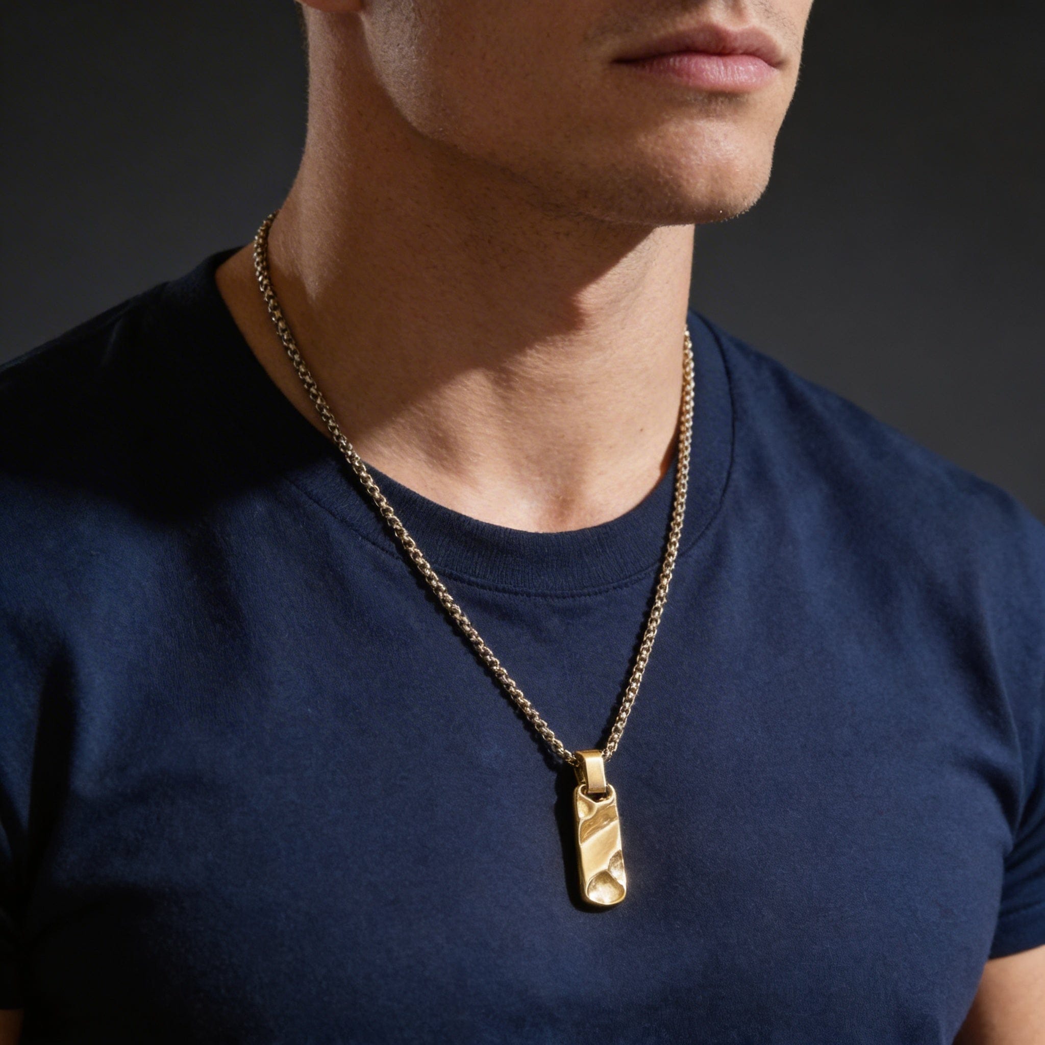 Collier Pendentif Homme Barre Acier Inoxydable
