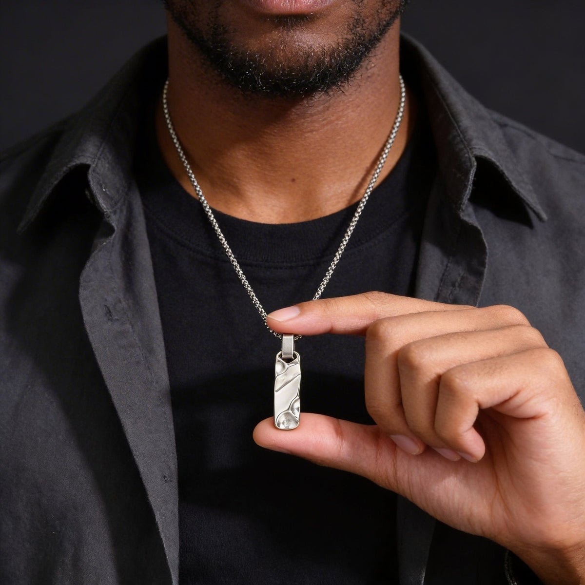 Collier Pendentif Homme Barre Acier Inoxydable