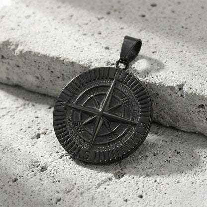 Collier Pendentif Boussole Homme Acier