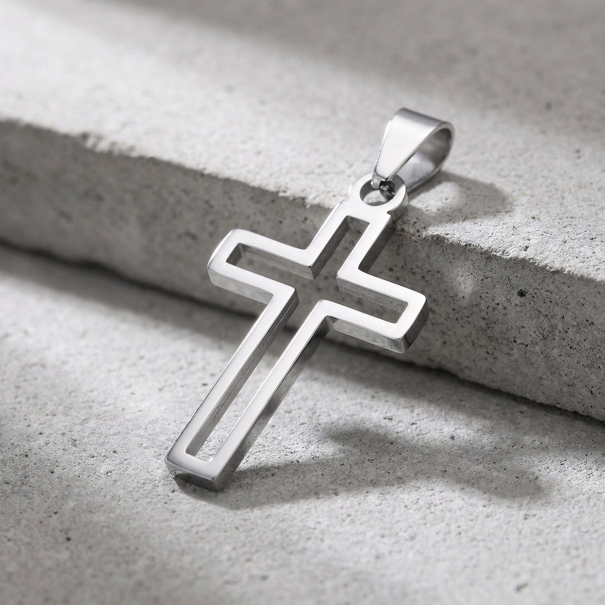 Collier Homme Pendentif Croix Acier Inoxydable