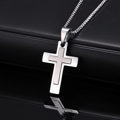 Chaîne et Pendentif Croix Homme Acier