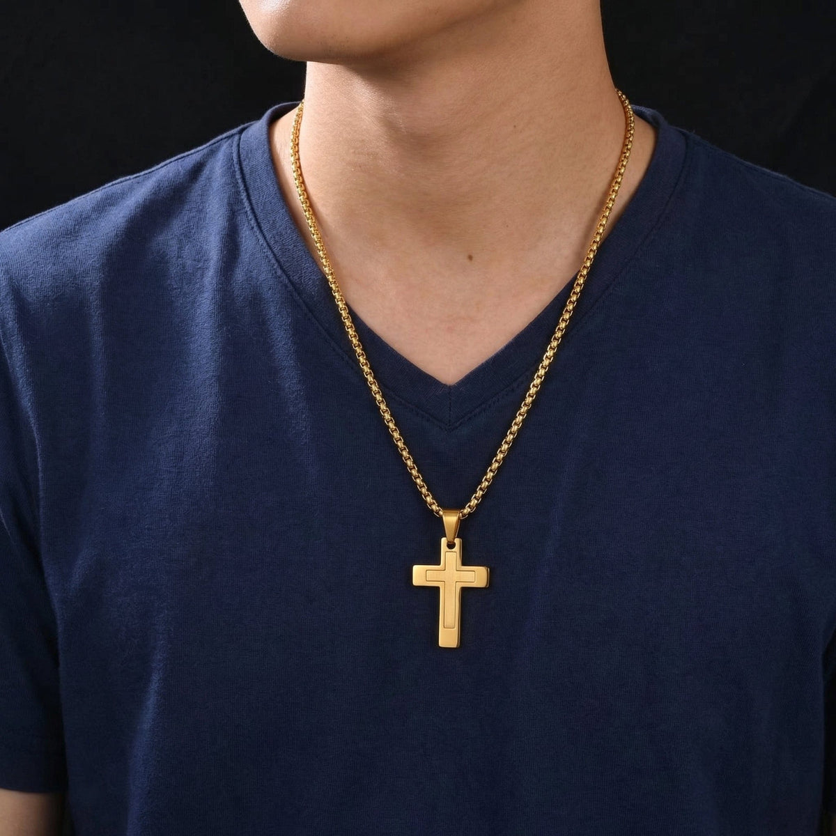Chaîne et Pendentif Croix Homme Acier