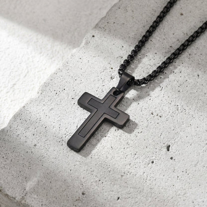 Chaîne et Pendentif Croix Homme Acier