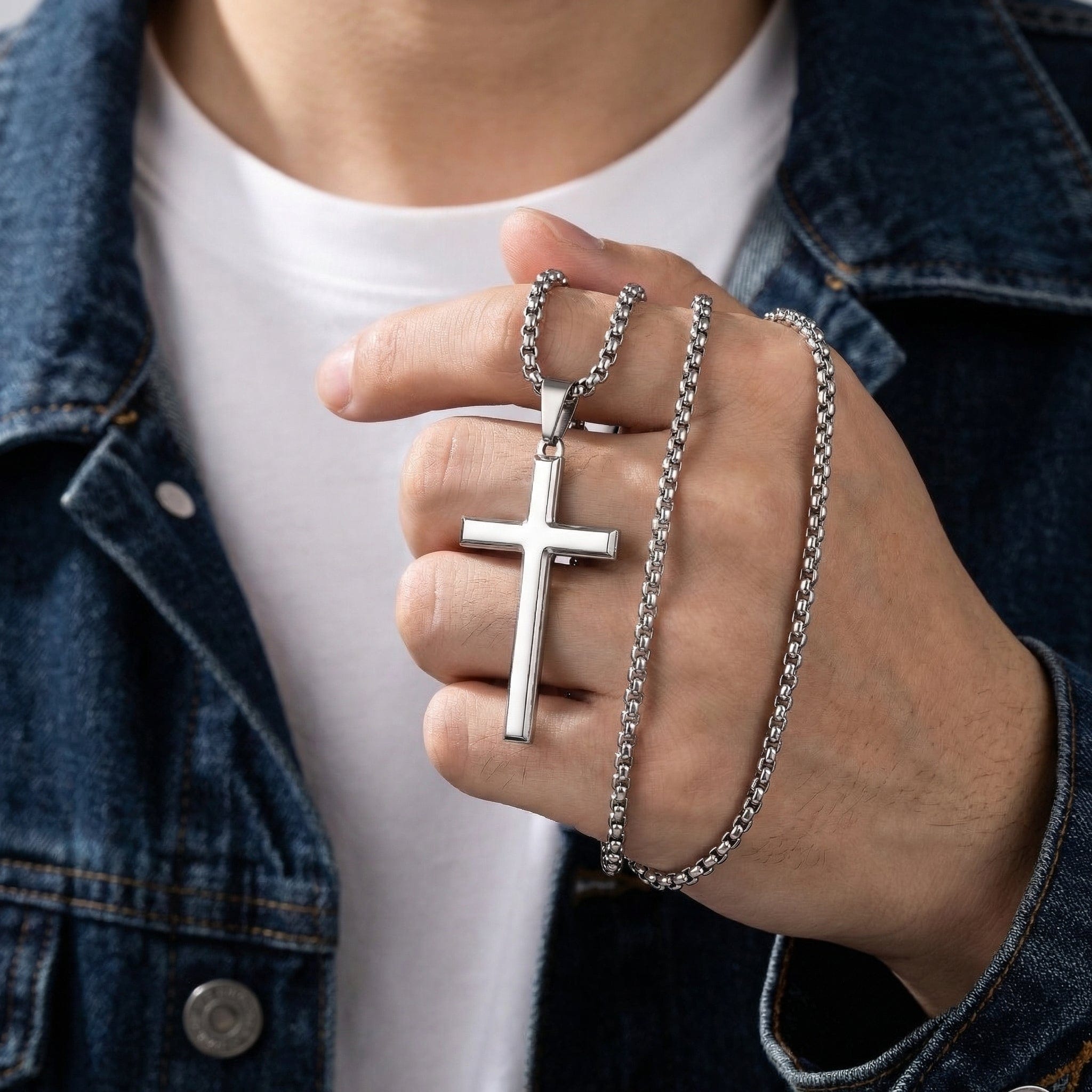 Chaîne Croix Homme Acier Inoxydable