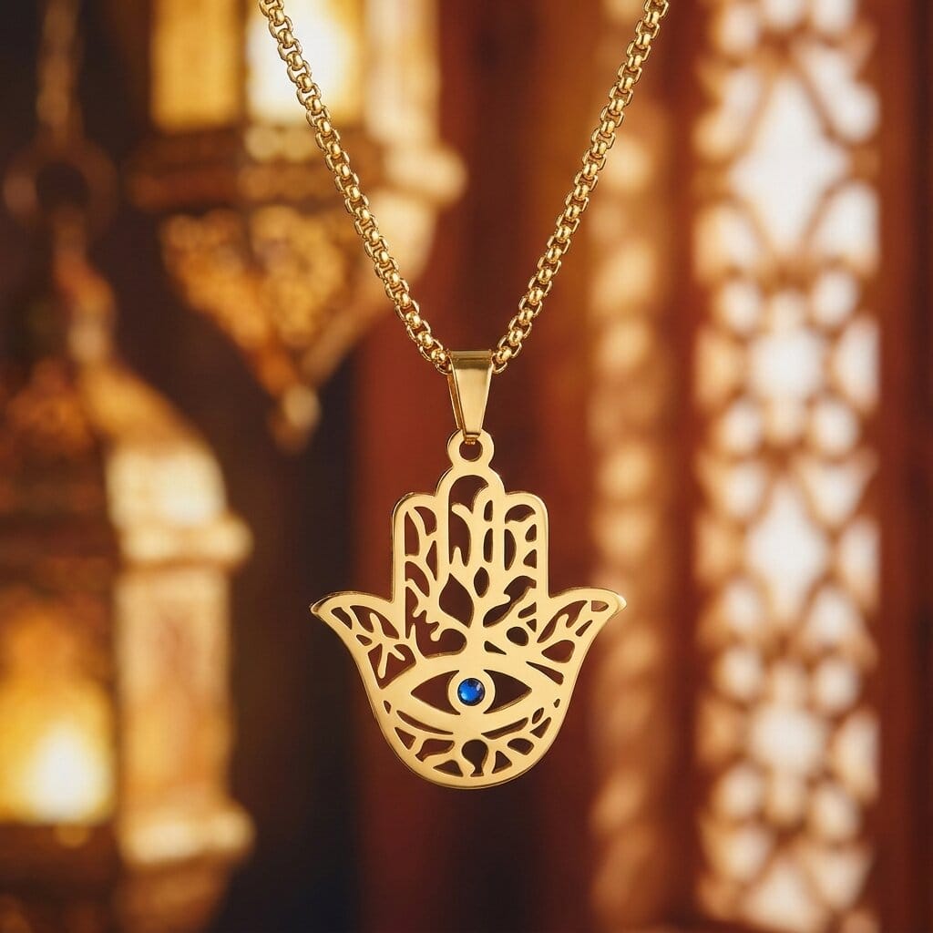 Collier Main de Fatma Homme Pendentif Hamsa Acier