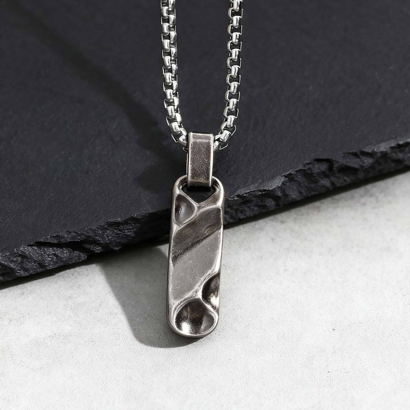 Collier Pendentif Homme Barre Acier Inoxydable