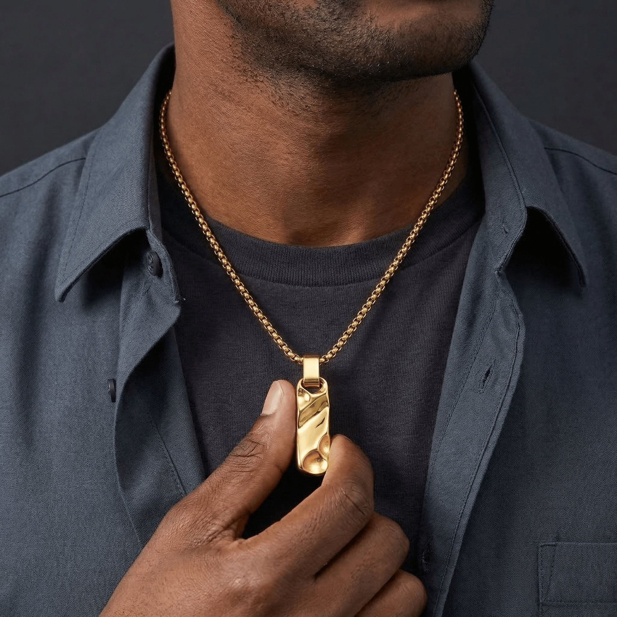 Collier Pendentif Homme Barre Acier Inoxydable
