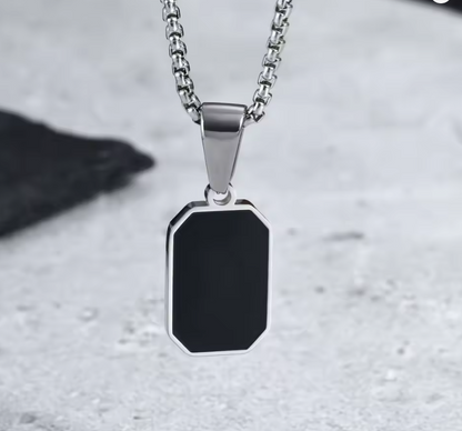 Pendentif Homme Noir Acier Personnalisable
