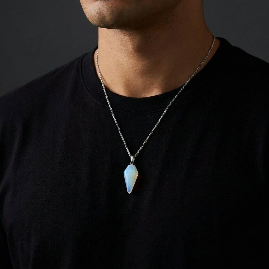 Pendentif Pierre Naturelle Homme Pointe