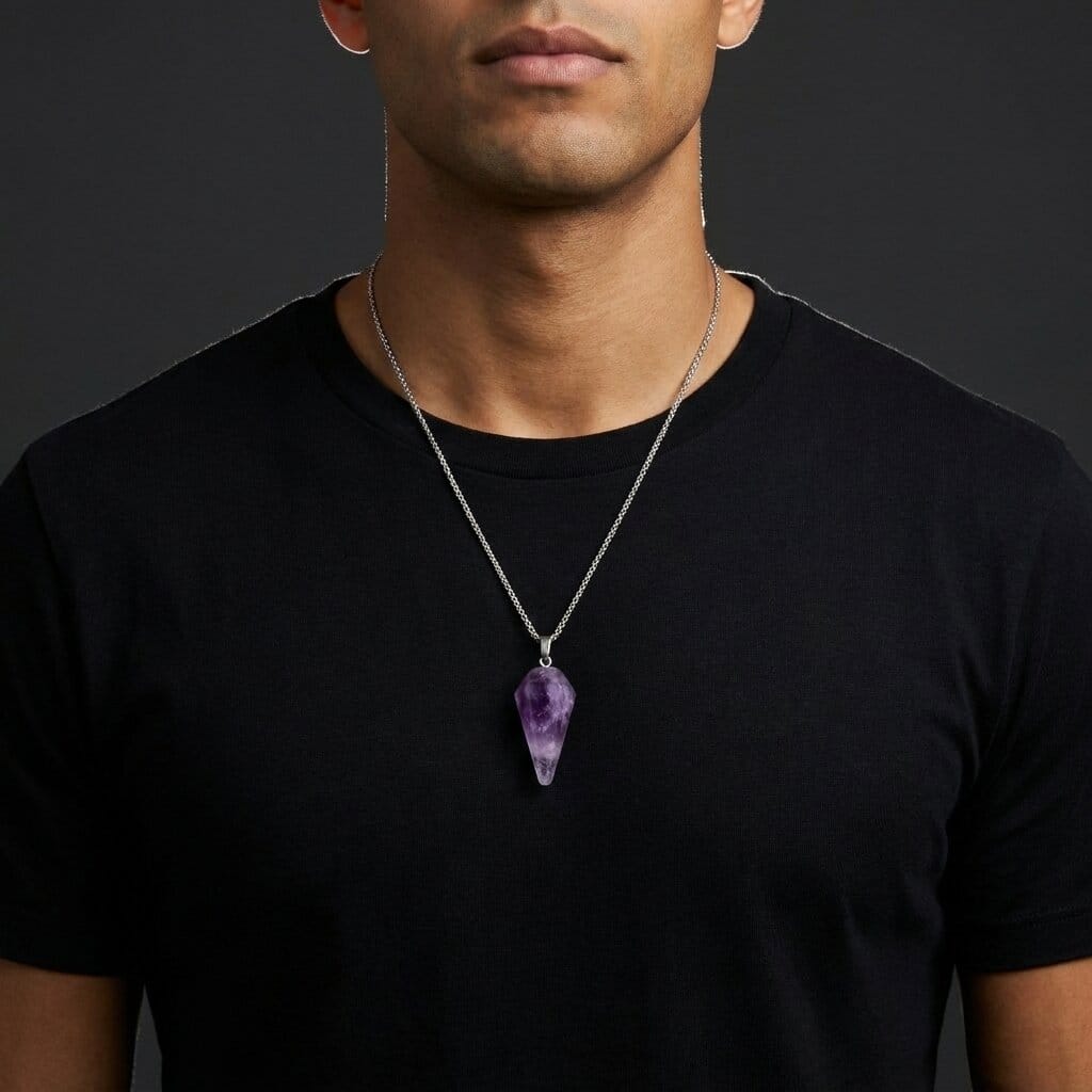 Pendentif Pierre Naturelle Homme Pointe