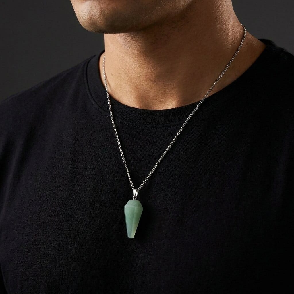 Pendentif Pierre Naturelle Homme Pointe