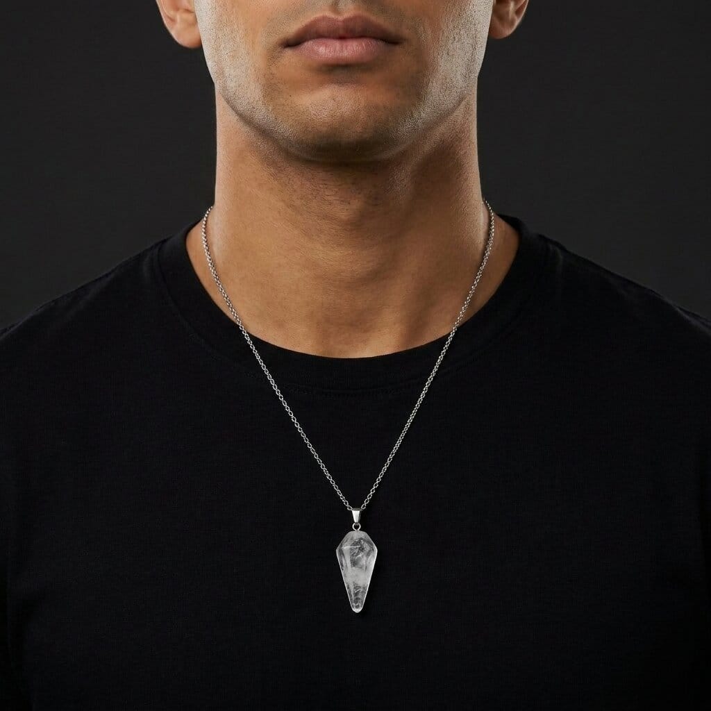 Pendentif Pierre Naturelle Homme Pointe