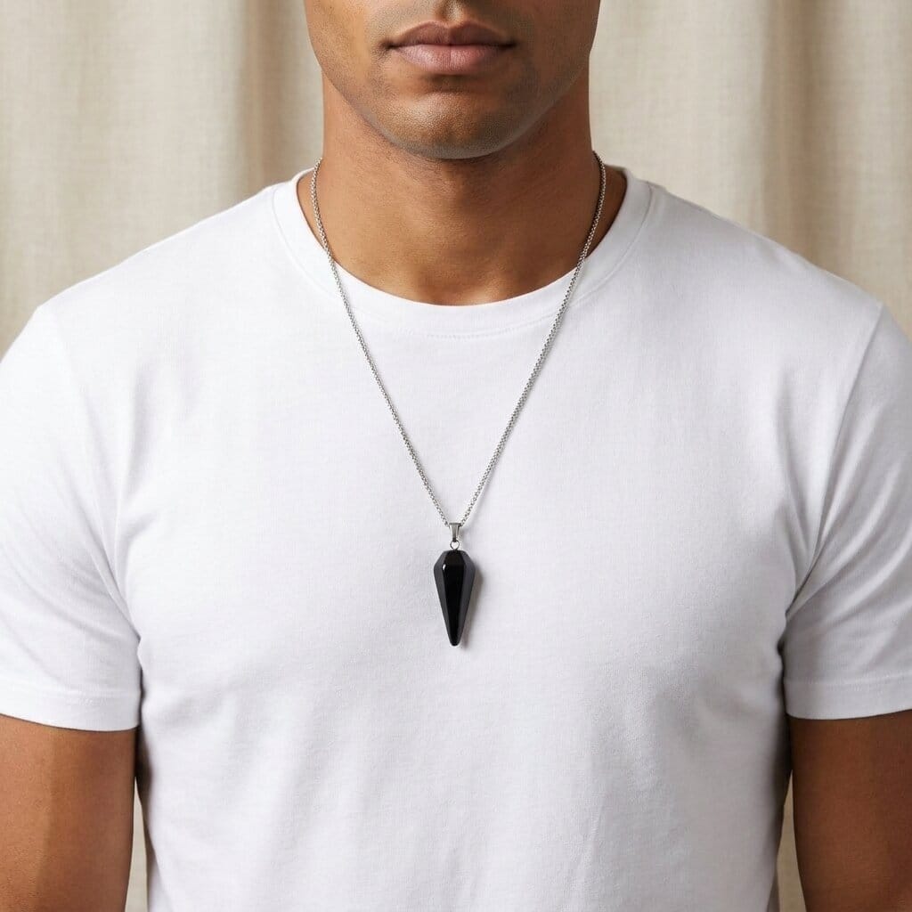 Pendentif Pierre Naturelle Homme Pointe