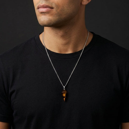Pendentif Pierre Naturelle Homme Pointe