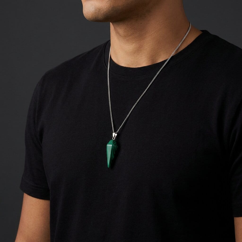 Pendentif Pierre Naturelle Homme Pointe