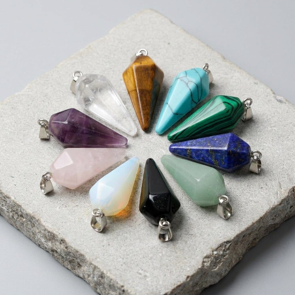Pendentif Pierre Naturelle Homme Pointe