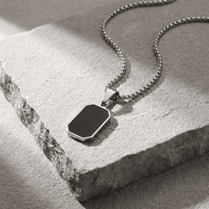 Pendentif Homme Noir Acier Personnalisable