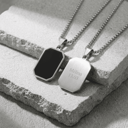 Pendentif Homme Noir Acier Personnalisable