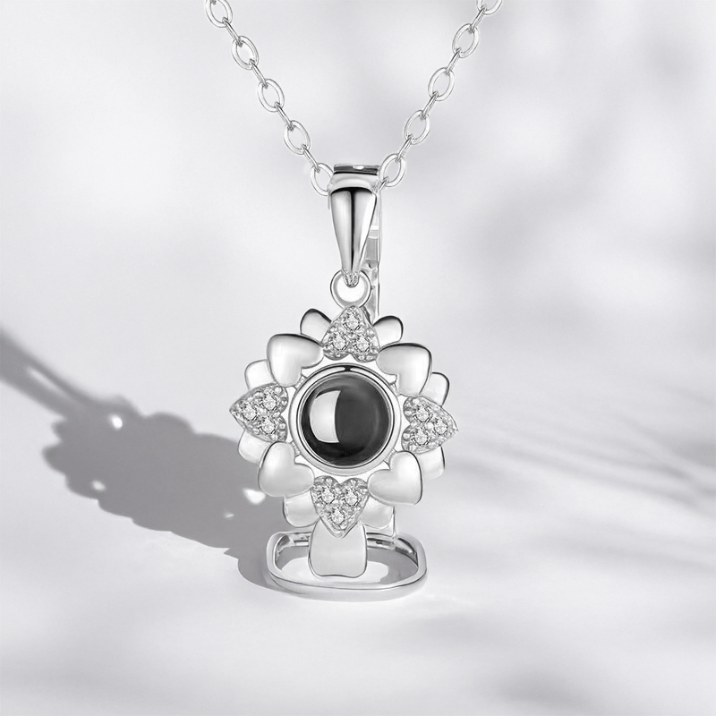 PENDENTIF PERSONNALISÉ PHOTO FLEUR COEUR