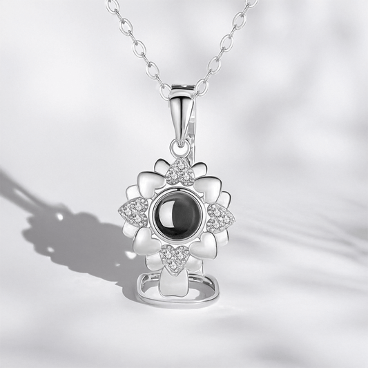 PENDENTIF PERSONNALISÉ PHOTO FLEUR COEUR