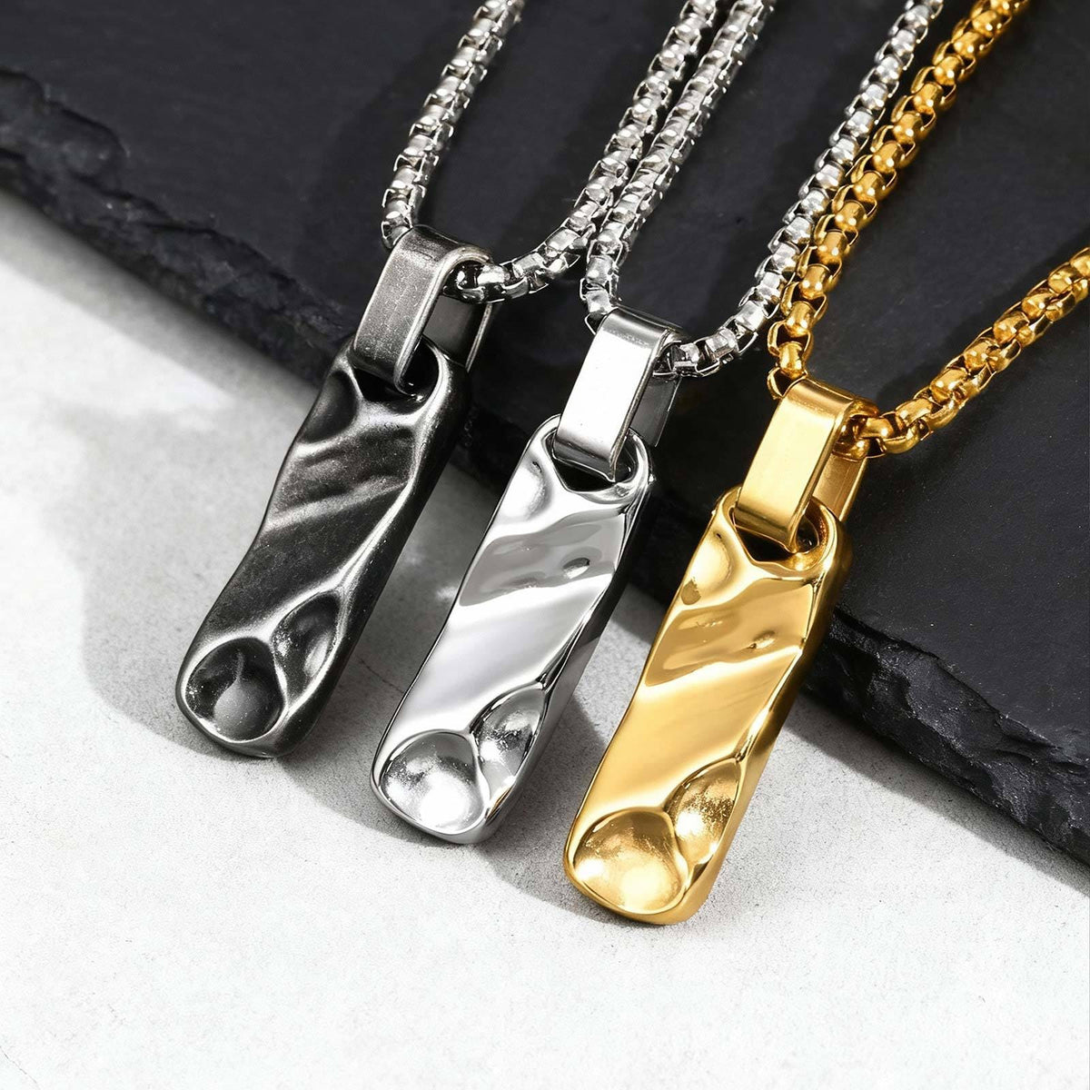 Collier Pendentif Homme Barre Acier Inoxydable