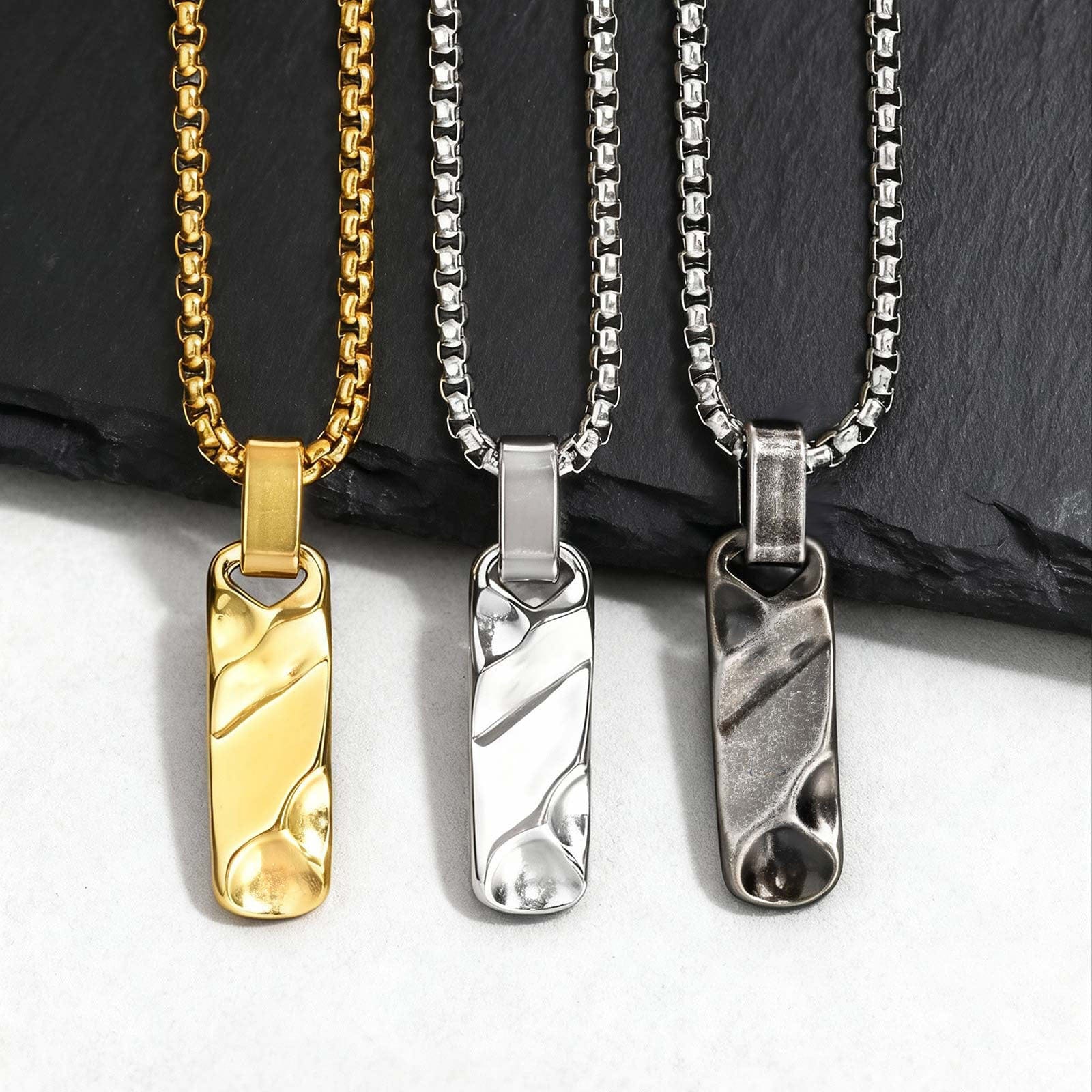 Collier Pendentif Homme Barre Acier Inoxydable