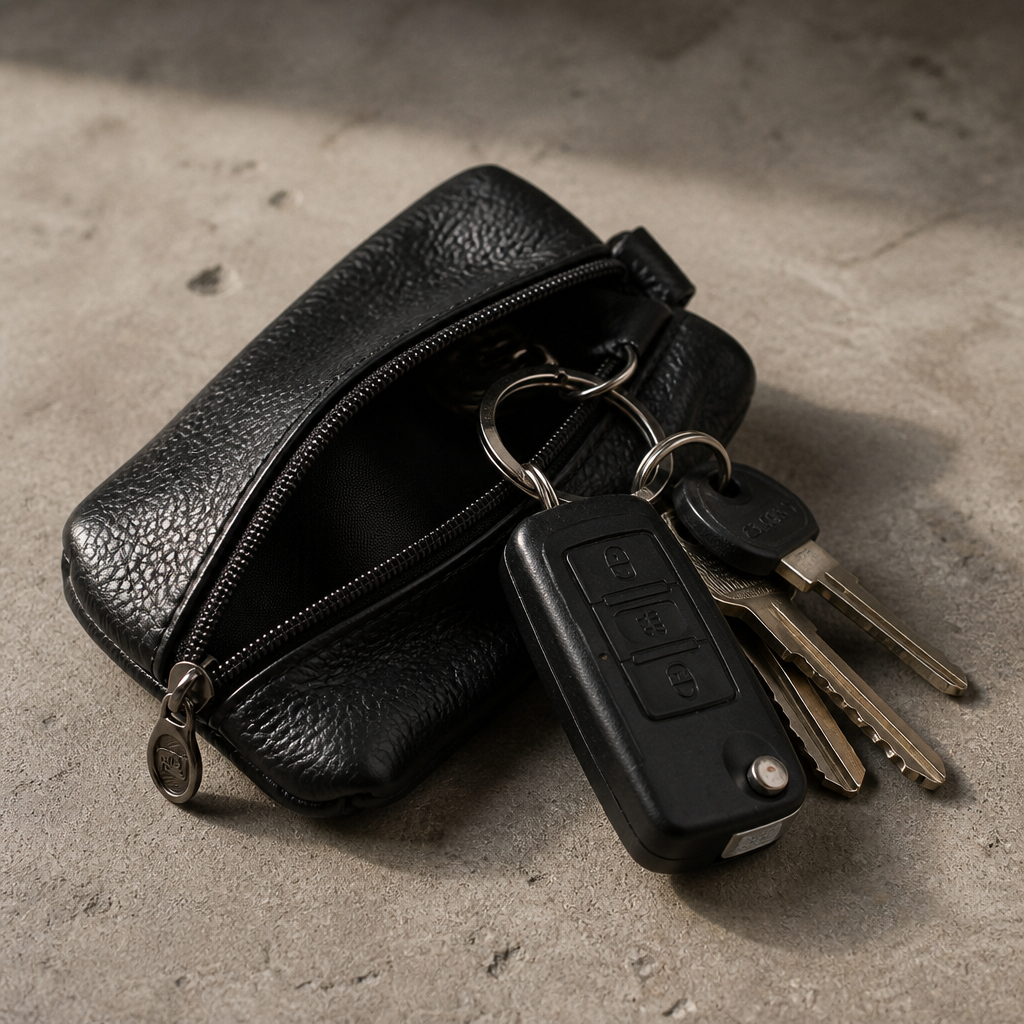 Petit Porte-Monnaie Homme Zippé Porte-Clés Compact