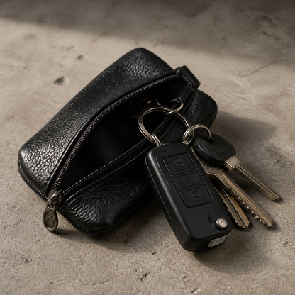 Petit Porte-Monnaie Homme Zippé Porte-Clés Compact