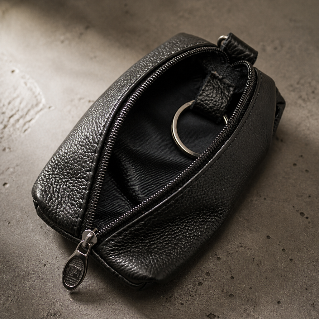 Petit Porte-Monnaie Homme Zippé Porte-Clés Compact