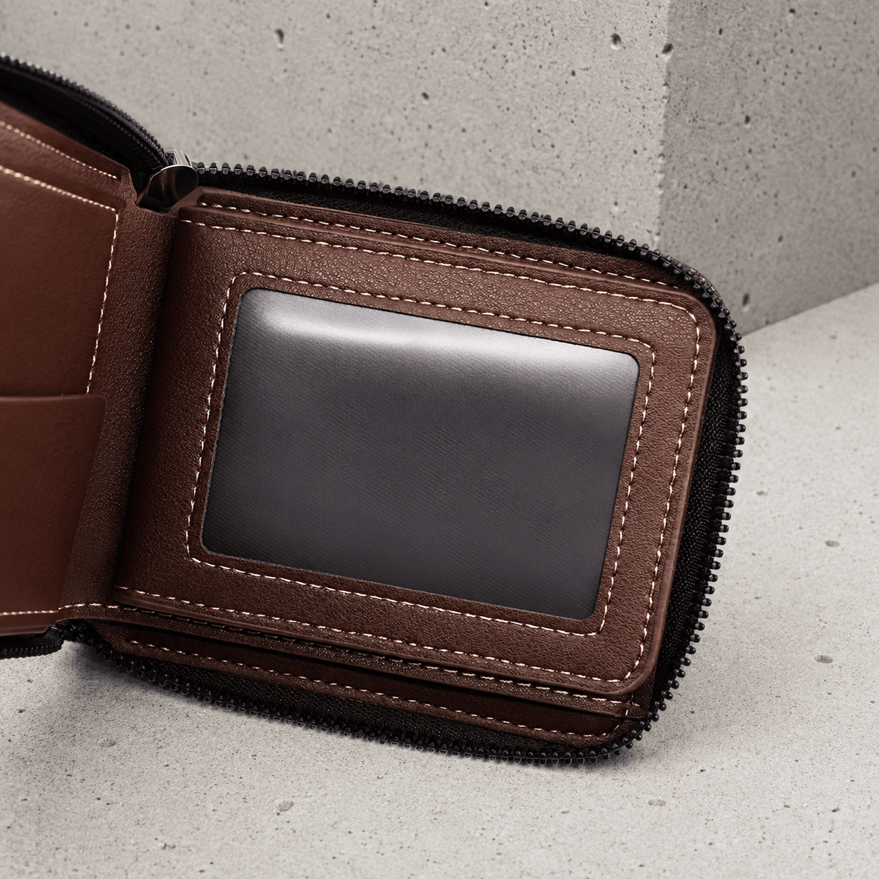 Petit Portefeuille Homme Zippé Photo Anti-RFID