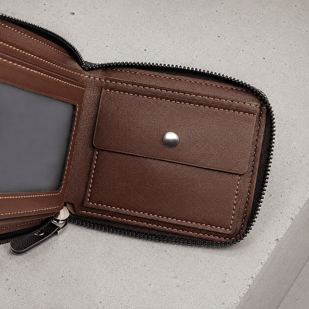 Petit Portefeuille Homme Zippé Photo Anti-RFID
