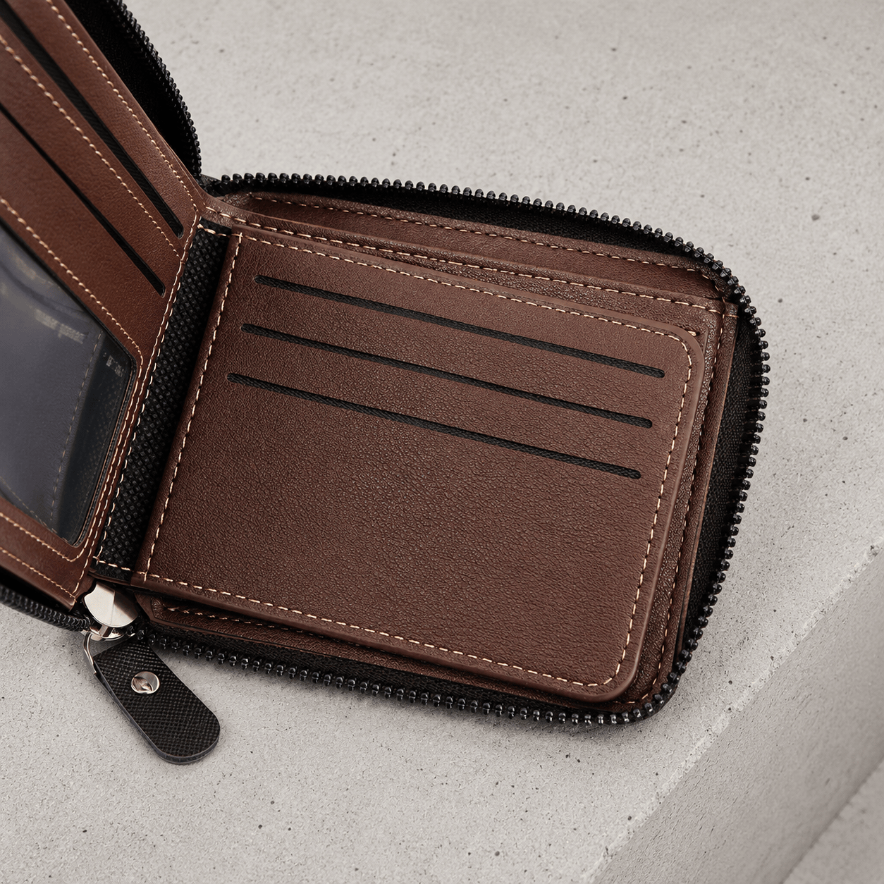 Petit Portefeuille Homme Zippé Photo Anti-RFID