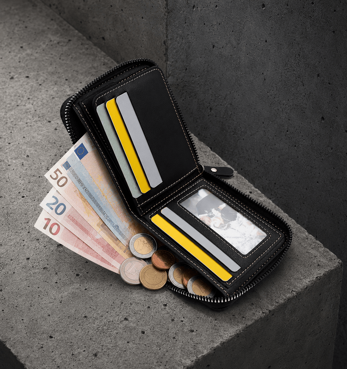 Petit Portefeuille Homme Zippé Photo Anti-RFID