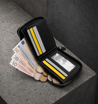 Petit Portefeuille Homme Zippé Photo Anti-RFID