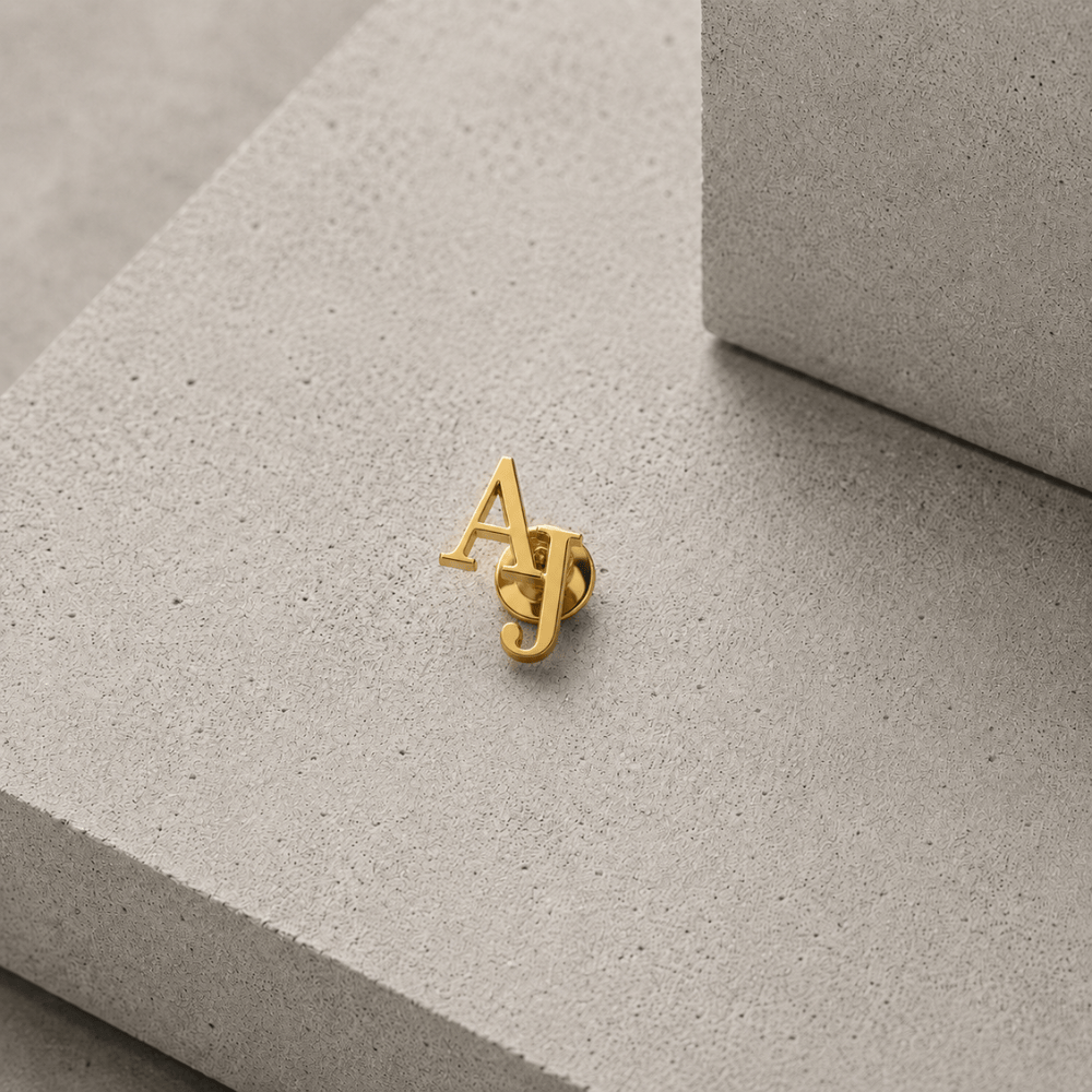 Pins Personnalisé Homme Métal Gravé Initiales