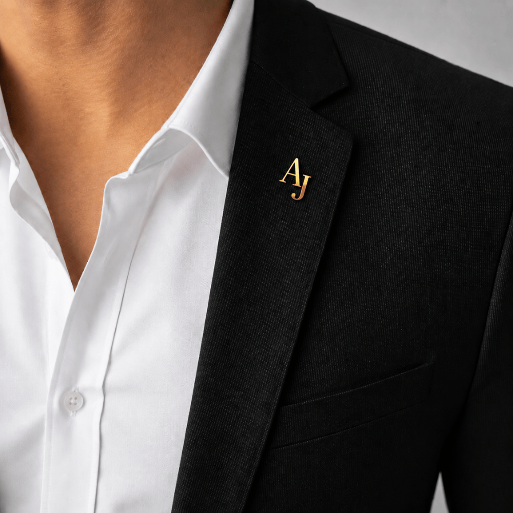 Pins Personnalisé Homme Métal Gravé Initiales